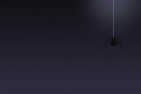 Spider hanging on silk thread, minimal dark background, Halloween graphic f.. Stock Illustration