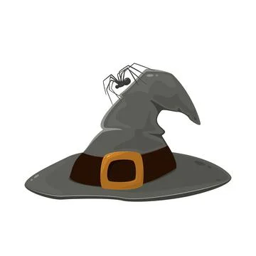 Spider on Hat of Witch Stock Illustration