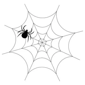 The spider is hiding on the web. A clever hunter. 库存插图