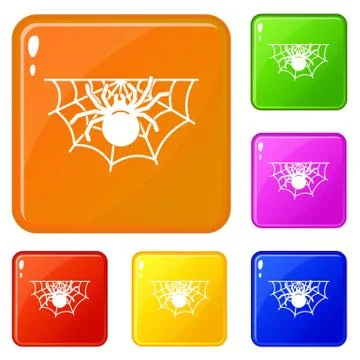 Spider home icons set vector color 스톡 일러스트