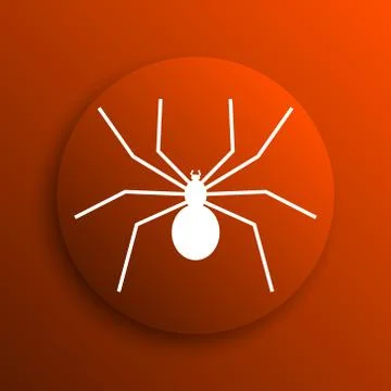 Spider icon. Internet button on orange background. Stock Illustration