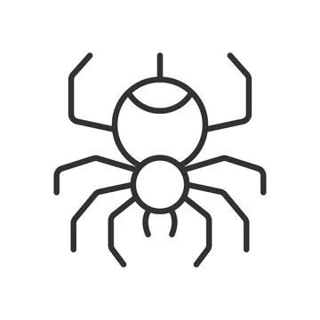 Spider, icon in line design. spider, insect, animal, arachnid, web, creepy Stock Illustration