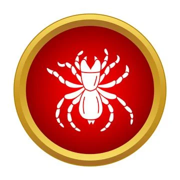 Spider icon warning danger symbol on red circle Stock Illustration