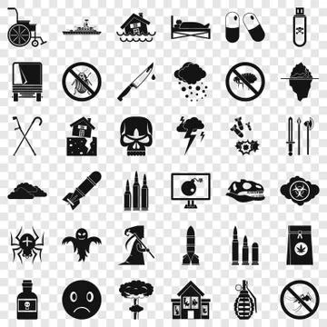 Spider icons set, simple style Illustrazione stock