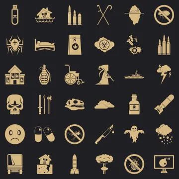 Spider icons set, simple style Illustrazione stock