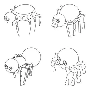 Spider icons set vector outine Stock Illustration