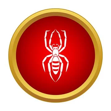Spider insect warning danger icon red button Stock Illustration