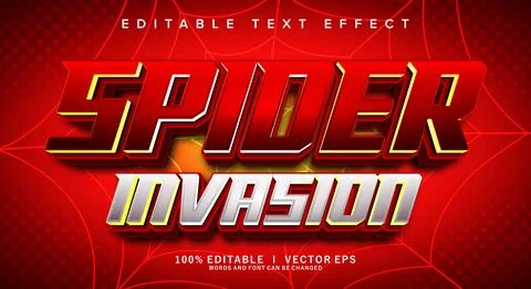 Spider invasion vector text effect with modern style design Stock Illustration