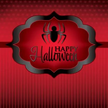 Spider label halloween card in vector format. Stock Illustration