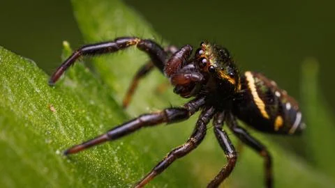 A spider is on a leaf Stock Photos