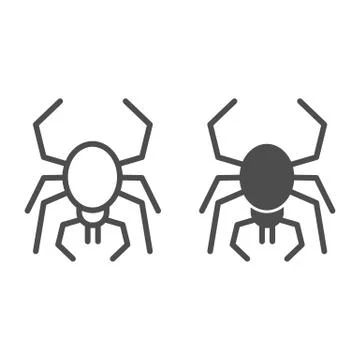 Spider line and solid icon. Scary arachnid insect. Halloween party vector design Stock Illustration