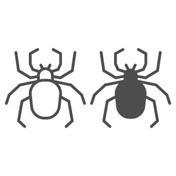Spider line and solid icon, Insects concept, Scary arachnid insect sign on white Illustrazione stock