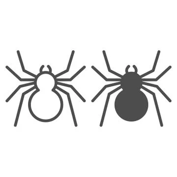 Spider line and solid icon, Insects concept, predatory arachnid sign on white 스톡 일러스트