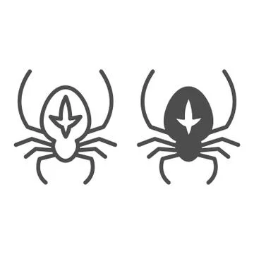Spider line and solid icon, halloween concept, arthropod animal that weaves web Stock Illustration