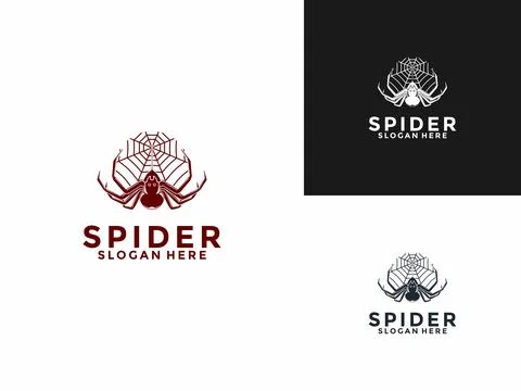 Spider logo design vector, Spider Insect with Spider web logo icon template Stock Illustration