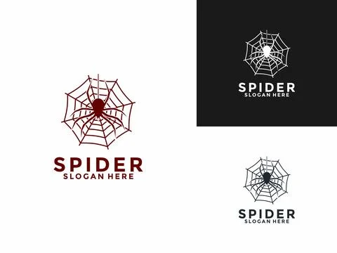 Spider logo design vector, Spider Insect with Spider web logo icon template Stock Illustration