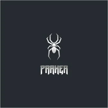 Spider logo with Silver metallic design vector Stock Illustration