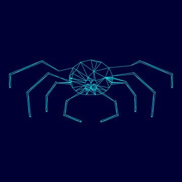 Spider low poly triangulation triangulated polygonal electric cyan blue vibra Ilustración de archivo