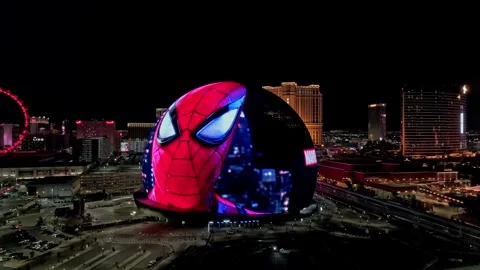 Spider Man - Venom - Miles MSG Sphere LAS VEGAS 4k PARALLAX Video stock 254140592
