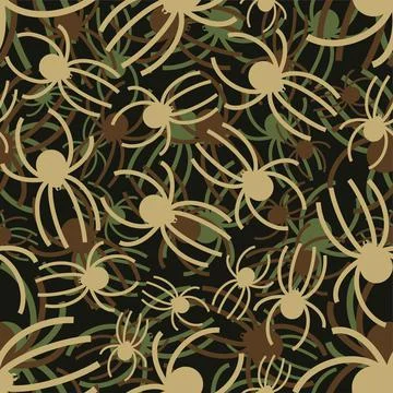 Spider military pattern seamless. Arthropod animal army background. Protectiv Ilustración de archivo
