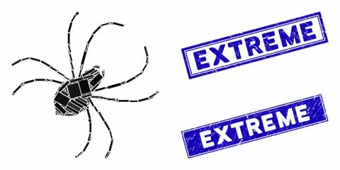 Spider Mosaic and Grunge Rectangle Watermarks Illustrazione stock