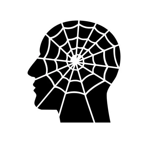 Spider net head icon Stock Illustration