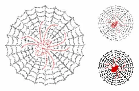 Spider Net Vector Mesh 2D Model and Triangle Mosaic Icon 스톡 일러스트