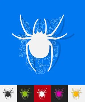Spider paper sticker with hand drawn elements Illustrazione stock
