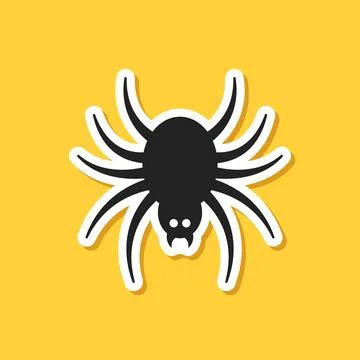 Spider paper sticker icon in flat style. Tarantula insect vector illustrati.. Stock Illustration