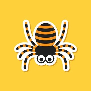 Spider paper sticker icon in flat style. Tarantula insect vector illustrati.. Stock Illustration