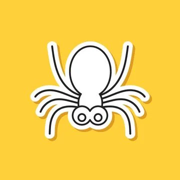 Spider paper sticker icon in flat style. Tarantula insect vector illustrati.. Stock Illustration