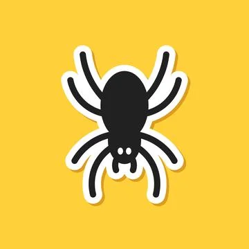 Spider paper sticker icon in flat style. Tarantula insect vector illustrati.. Stock Illustration