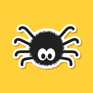 Spider paper sticker icon in flat style. Tarantula insect vector illustrati.. Stock Illustration