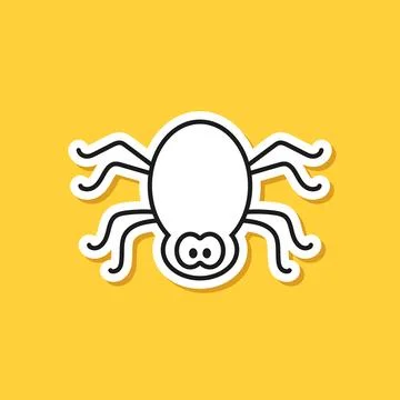 Spider paper sticker icon in flat style. Tarantula insect vector illustrati.. Stock Illustration