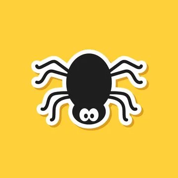 Spider paper sticker icon in flat style. Tarantula insect vector illustrati.. Stock Illustration