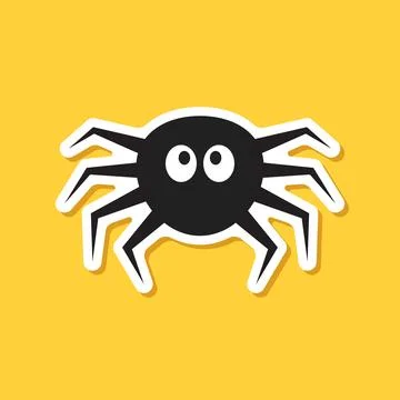Spider paper sticker icon in flat style. Tarantula insect vector illustrati.. Stock Illustration