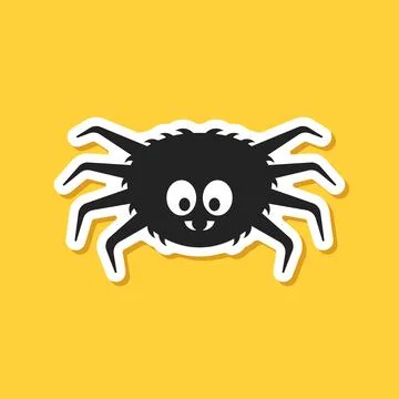 Spider paper sticker icon in flat style. Tarantula insect vector illustrati.. Stock Illustration