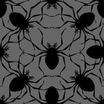 Spider pattern seamless. Poisonous dangerous insect background. Vector textur Stock Illustration