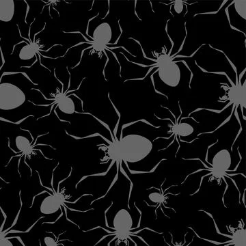 Spider pattern seamless. Poisonous dangerous insect background. Vector textur Stock Illustration