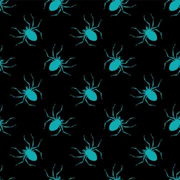 Spider pattern seamless. Poisonous dangerous insect background. Vector textur Stock Illustration