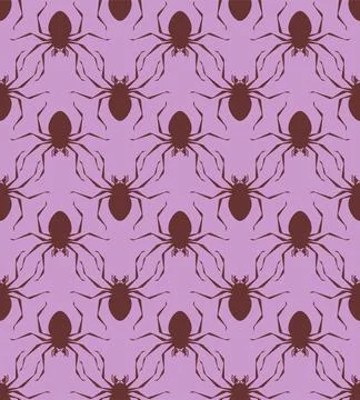 Spider pattern seamless. Poisonous dangerous insect background. Vector textur Stock Illustration