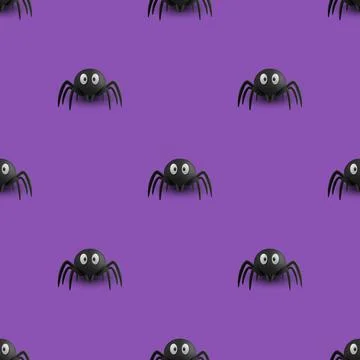 Spider Pattern Vector Illustration. Spider Seamless Pattern. Black Spider Stock Illustration