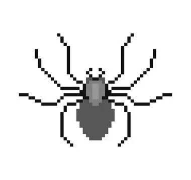 Spider pixel art. 8 bit Poisonous dangerous insect pixelated Stock Illustration