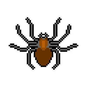 Spider pixel art. 8 bit Poisonous dangerous insect pixelated Stock Illustration