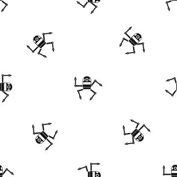 Spider robot pattern seamless black Stock Illustration