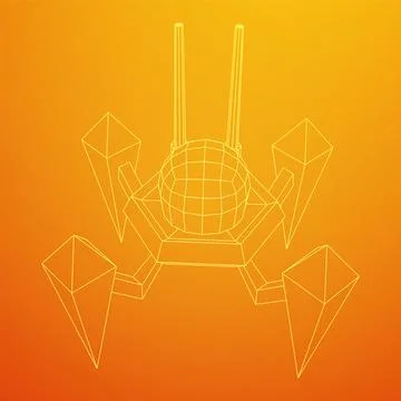 Spider robot with radar antenna. Stock Illustration