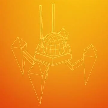 Spider robot with radar antenna. Stock Illustration