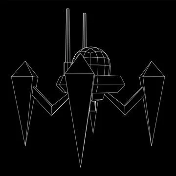 Spider robot with radar antenna. Illustrazione stock