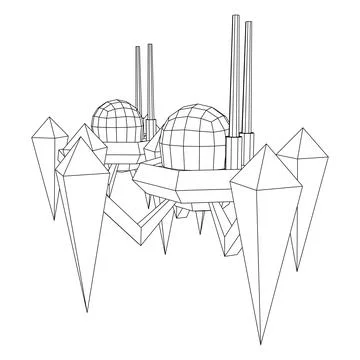 Spider robot with radar antenna. Illustrazione stock