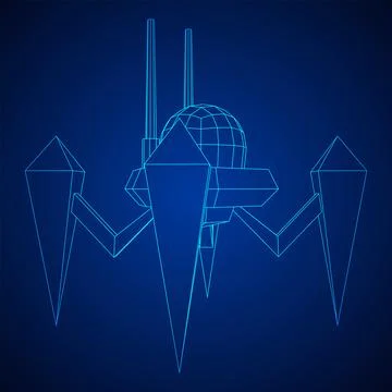 Spider robot with radar antenna. Stock Illustration